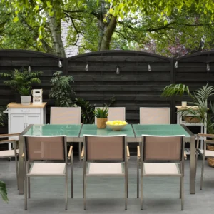 Tuinset 8-zits GROSSETO Gebarsten glas Transparant/beige
