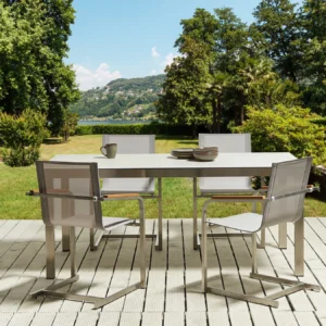 Tuinset 4-zits COSOLETO Veiligheidsglas Wit