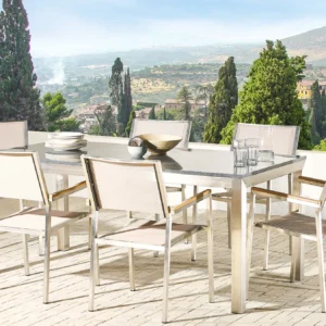 Tuinset 6-zits GROSSETO Graniet Gepolijst Grijs/beige