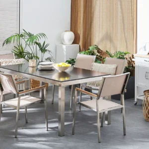 Tuinset 6-zits GROSSETO Graniet Gepolijst Zwart/beige