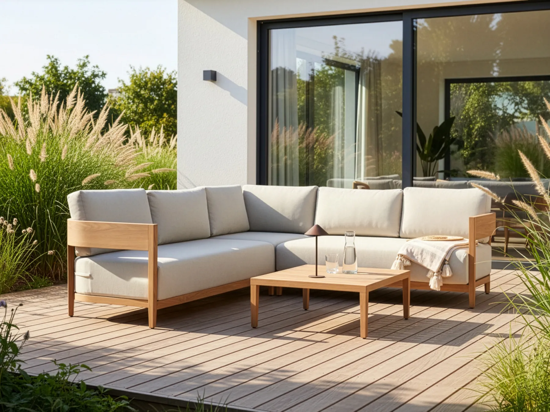 Tuin hoekloungeset met tafel 5-zits SAMPIERI linkszijdig Metaal Lichtbruin - Afbeelding 3
