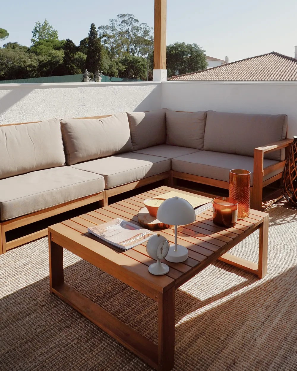 Tuin hoekloungeset met tafel 5-zits TIMOR modulair Gecertificeerd acaciahout Lichtbruin - Afbeelding 5