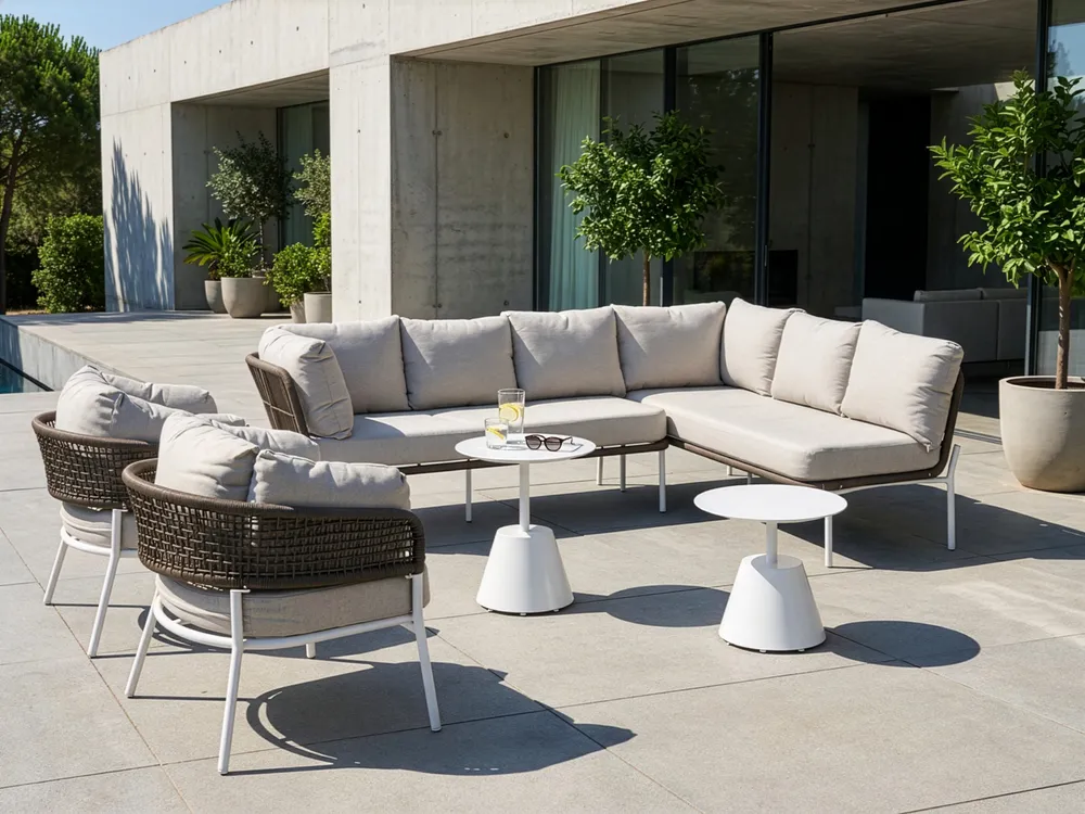 Tuin bankenset 7-zits ROBELLA met tafels Beige