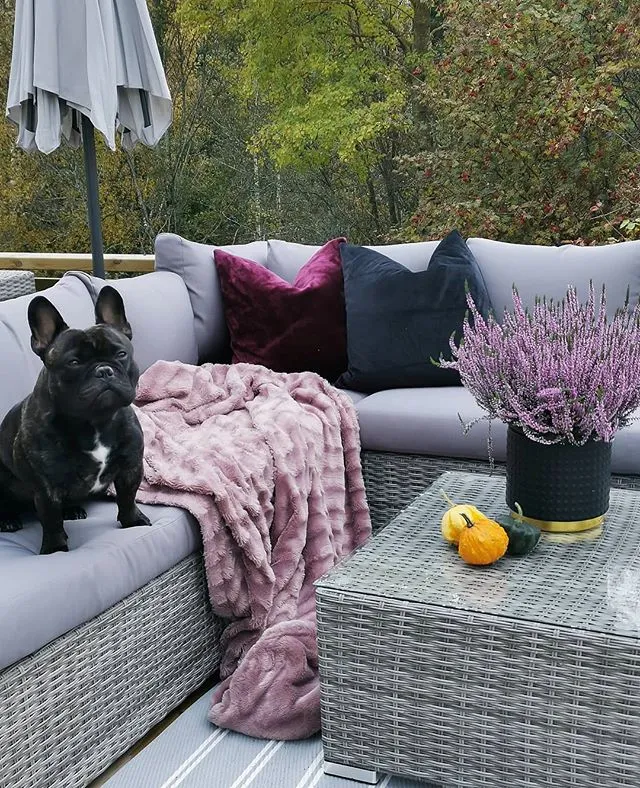 Loungeset met tafel 8-zits XXL rechtszijdig modulair PE rotan Grijs - Afbeelding 5