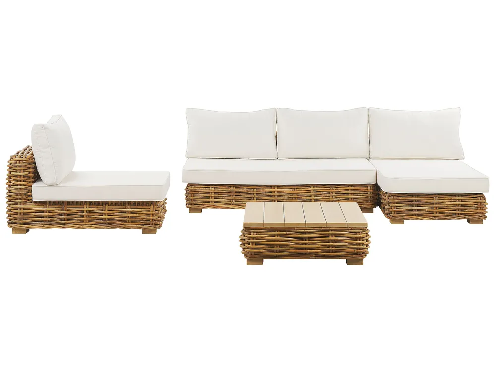 Loungeset met tafel 4-zits VARALLO linkszijdig modulair Rotan Natuurlijk - Afbeelding 5