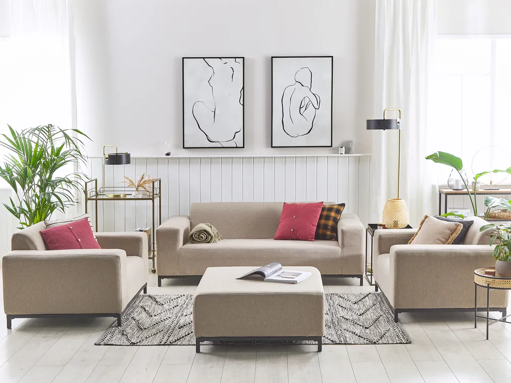 Loungeset met tafel 5-zits ROVIGO Beige