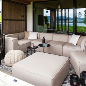 Tuin hoekloungeset met tafel 6-zits BELVEDERE PE rotan Bruin