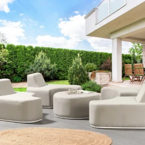 Loungeset met tafel 4-zits FABRO modulair Lichtgrijs