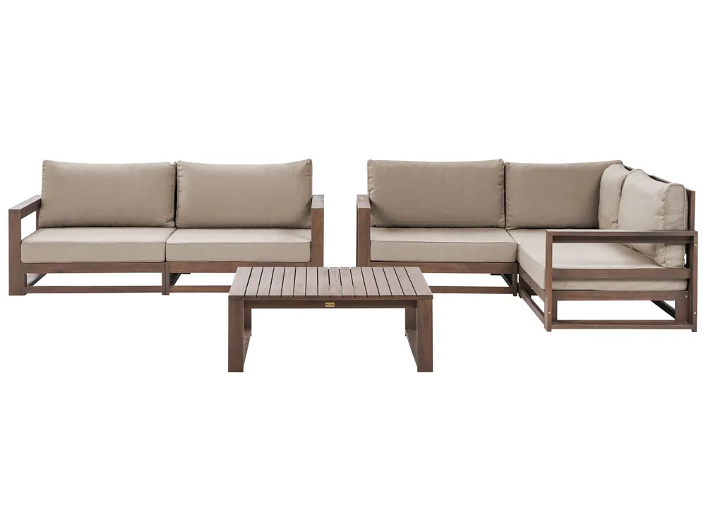 Loungeset met tafel 4-zits TIMOR modulair Gecertificeerd acaciahout Donkerbruin - Afbeelding 6