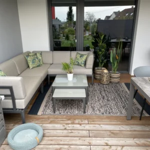 Tuin hoekloungeset met tafel 6-zits RIMA III linkszijdig modulair Metaal Beige