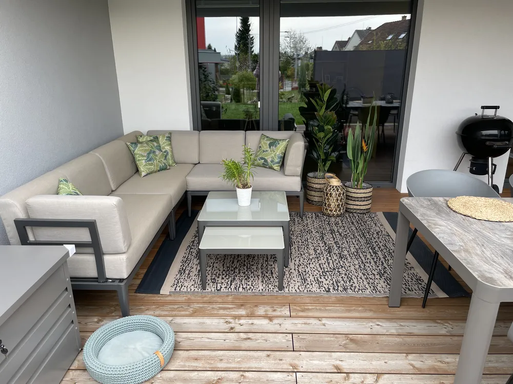 Tuin hoekloungeset met tafel 6-zits RIMA III linkszijdig modulair Metaal Beige