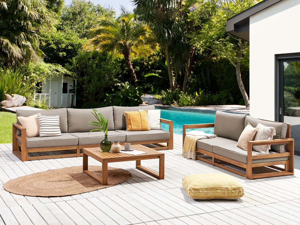 Loungeset met tafel 5-zits TIMOR modulair Gecertificeerd acaciahout Lichtbruin - Afbeelding 4