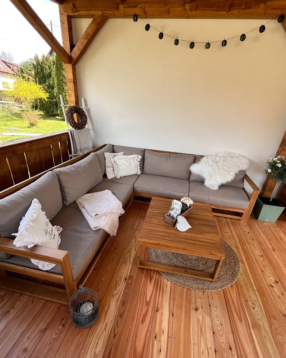 Tuin hoekloungeset met tafel 5-zits TIMOR modulair Gecertificeerd acaciahout Lichtbruin