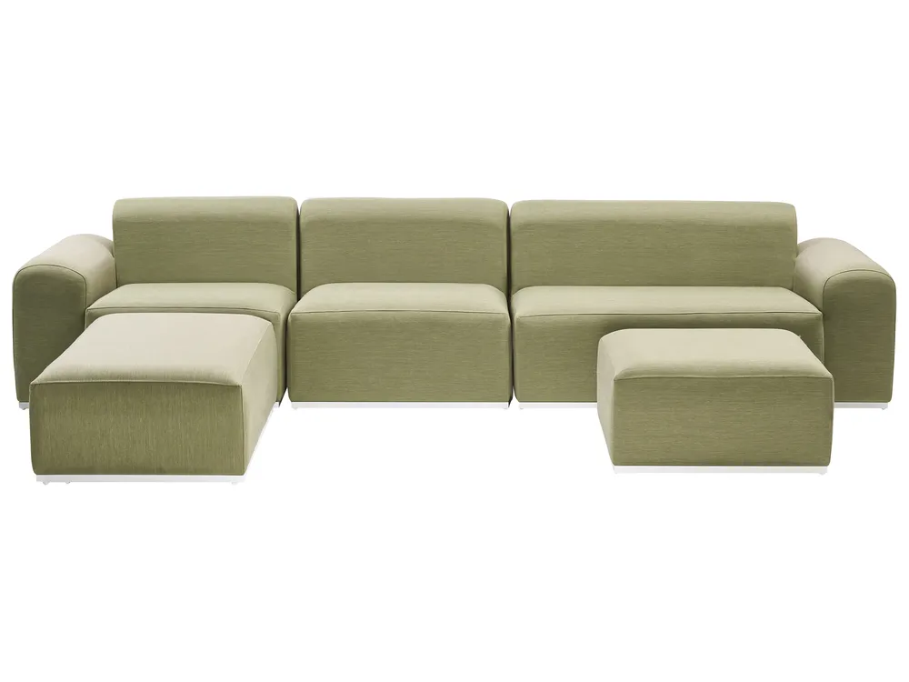 Tuin loungebank met ottomaan 7-zits BATTIFOLLO modulair Olijfgroen - Afbeelding 2