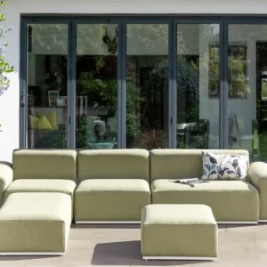 Tuin loungebank met ottomaan 7-zits BATTIFOLLO modulair Olijfgroen