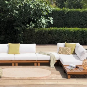 Tuin hoekloungeset met tafel 5-zits SANZA linkszijdig modulair Metaal Wit