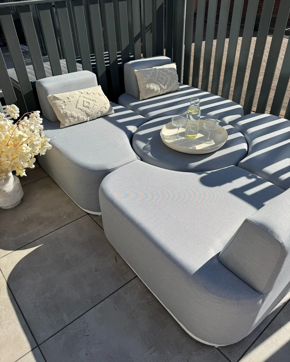Loungeset met tafel 4-zits FABRO modulair Lichtgrijs - Afbeelding 5