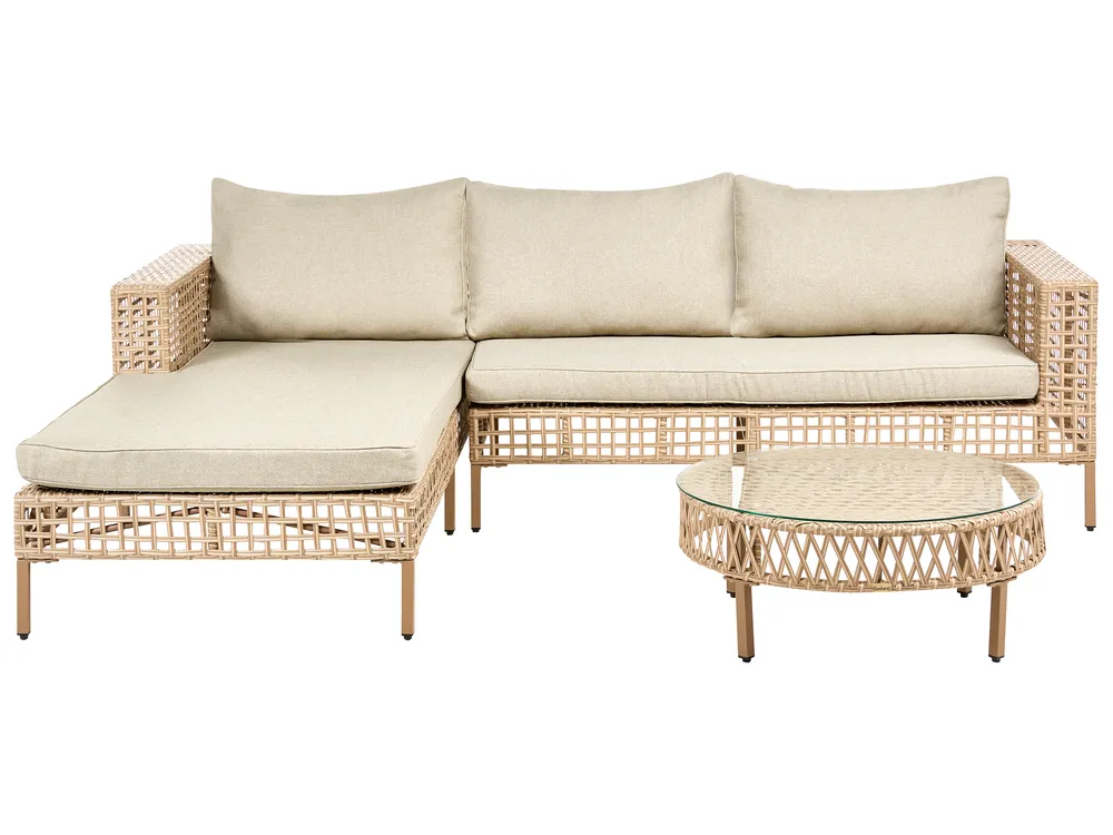 Loungeset met tafel 4-zits CALASETTA rechtszijdig PE rotan Beige - Afbeelding 5