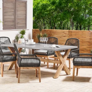 Tuinset 6-zits OLBIA met kussens Zwart