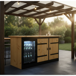 Buitenkeuken Idaho | 70 Liter Koelkast | Zwart Omlijst | Douglas Hout