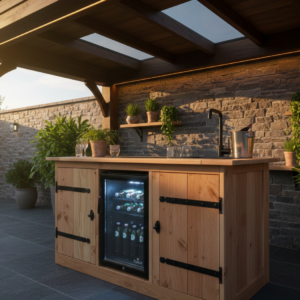 Buitenkeuken Connecticut | 70 Liter Koelkast | Met Wasbak | Douglas Hout