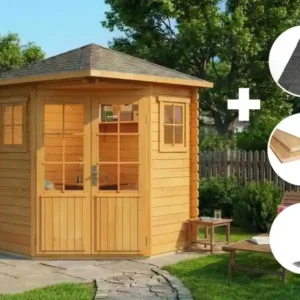 Alpholz ECO Set – 5-hoekig Tuinhuis Sunny A Geïmpregneerd