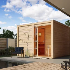 Karibu Cuben Buitensauna met Voorruimte