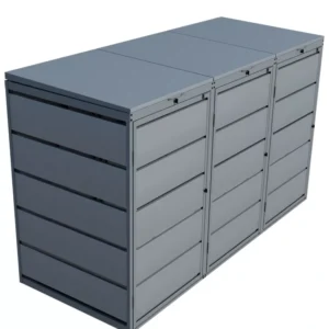 Kuba Store Ombouw – KS3 – 3 Containers – Grijs Aluminium RAL9007 – Metaal – 240 liter – Deksels met gasveren