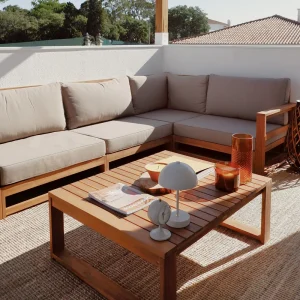 TIMOR 5-zits Tuin Hoekloungeset met Tafel | Lichtbruin Acaciahout