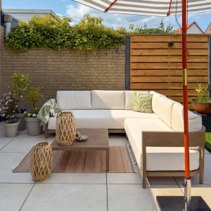 SAMPIERI 5-zits Tuin Hoekloungeset met Tafel Linkszijdig | Bruin Metaal