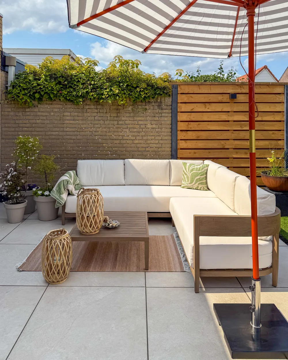 SAMPIERI 5-zits Tuin Hoekloungeset met Tafel Linkszijdig | Bruin Metaal
