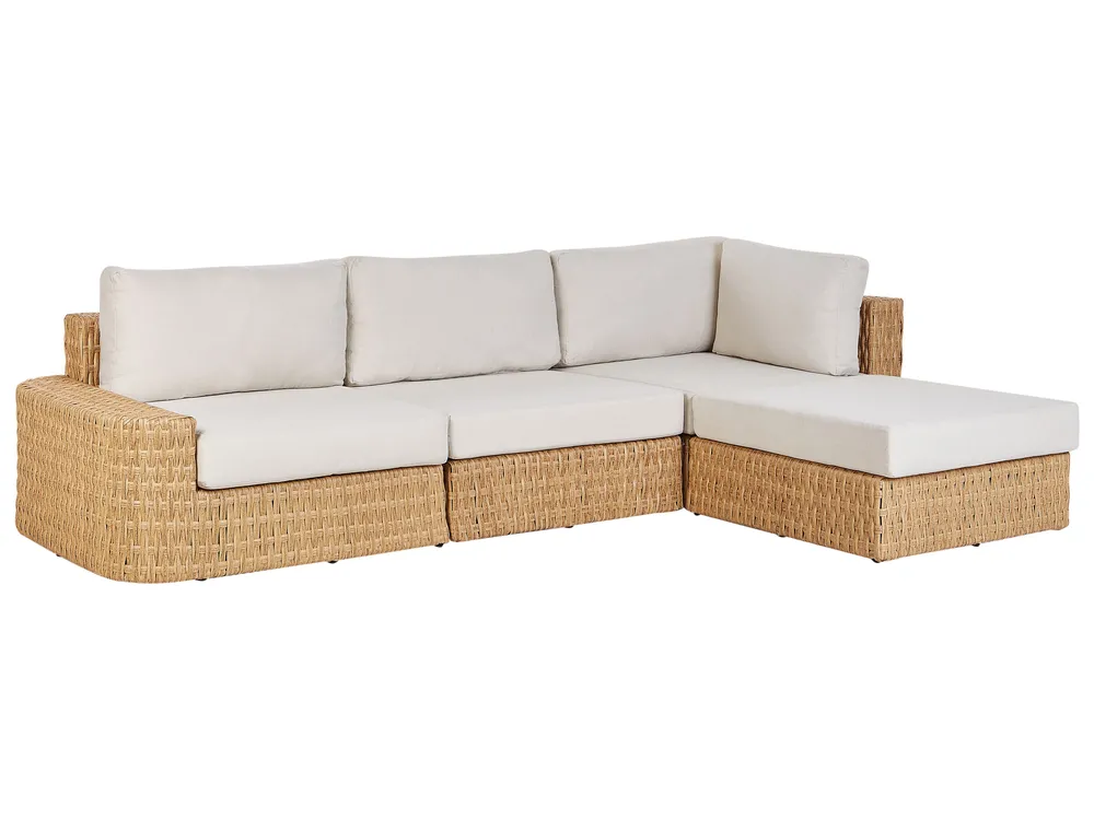 OLIVERI 4-zits Tuin Hoekloungeset met Tafel Linkszijdig | Beige PE Rotan - Afbeelding 2