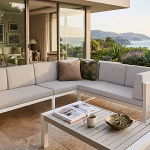 CASTELLA 6-zits Tuin Hoekloungeset met Tafel Linkszijdig | Grijs Aluminium