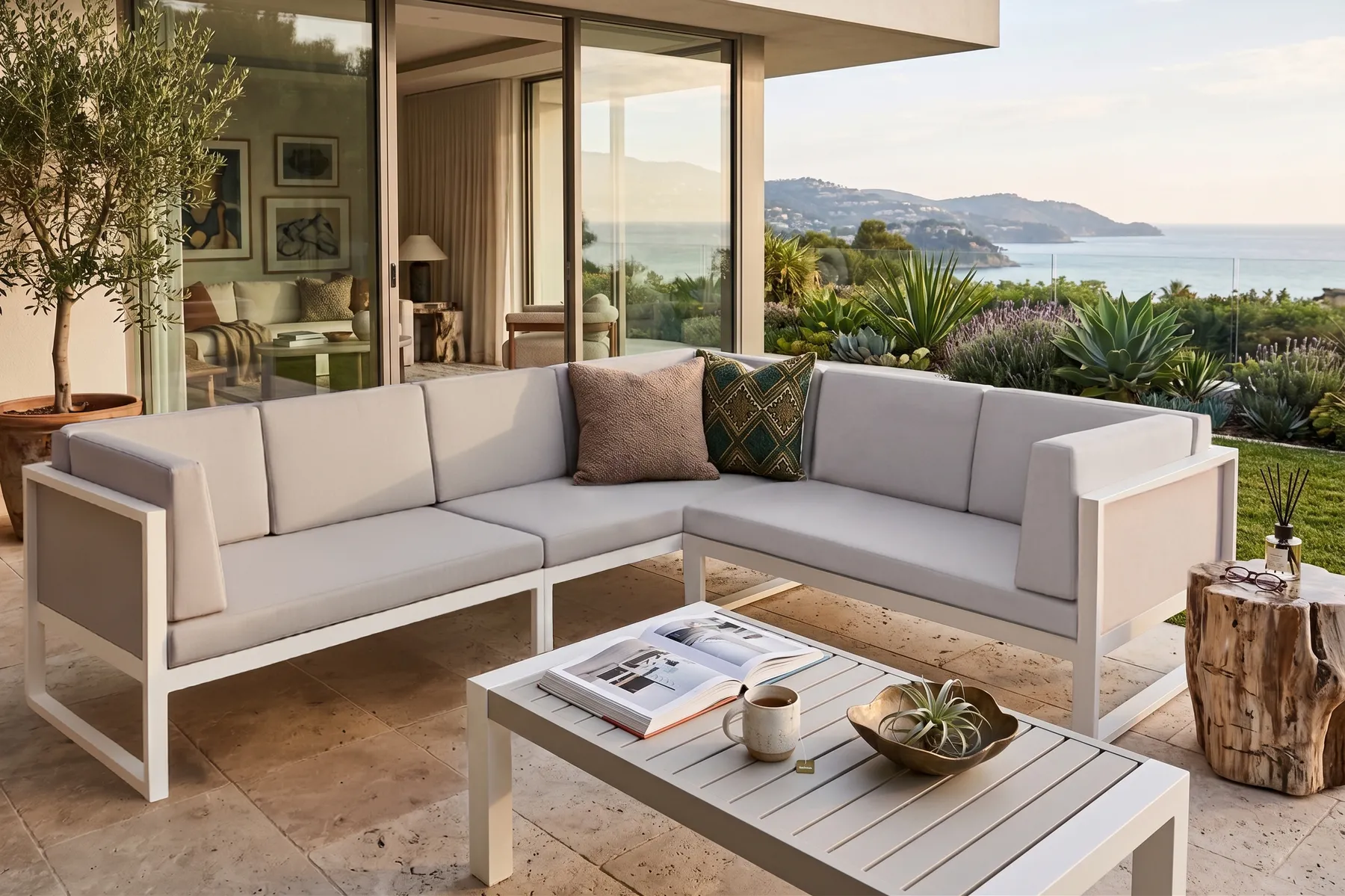 CASTELLA 6-zits Tuin Hoekloungeset met Tafel Linkszijdig | Grijs Aluminium