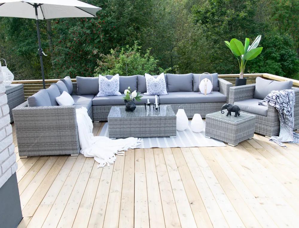 XXL 8-zits Loungeset met Tafel Rechtszijdig | Grijs PE Rotan