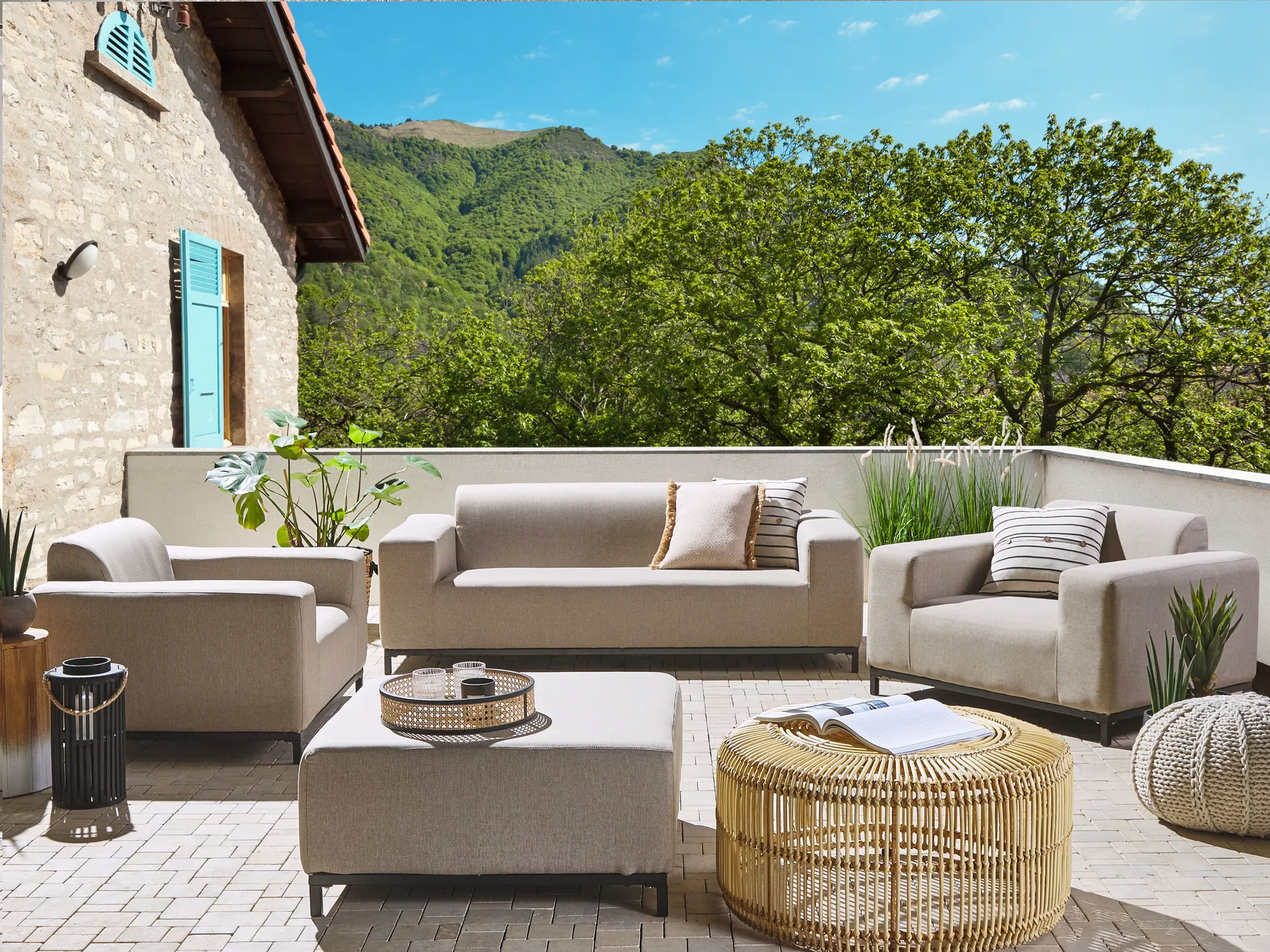 ROVIGO 5-zits Loungeset met Ottomaan | Beige