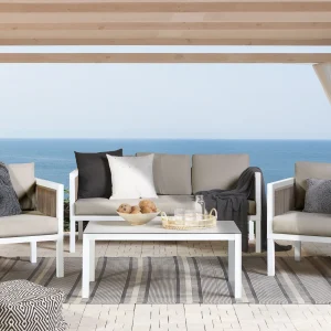 BORELLO 5-zits Loungeset met Tafel Wit Metaal