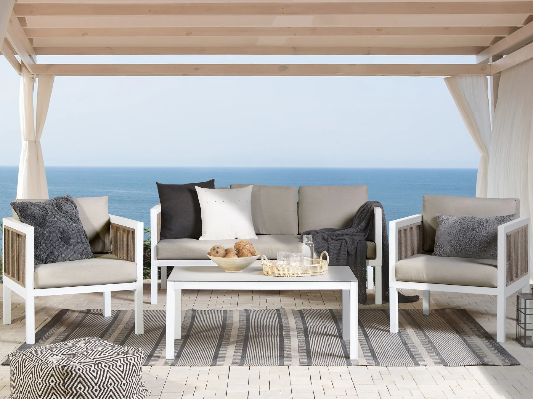 BORELLO 5-zits Loungeset met Tafel Wit Metaal