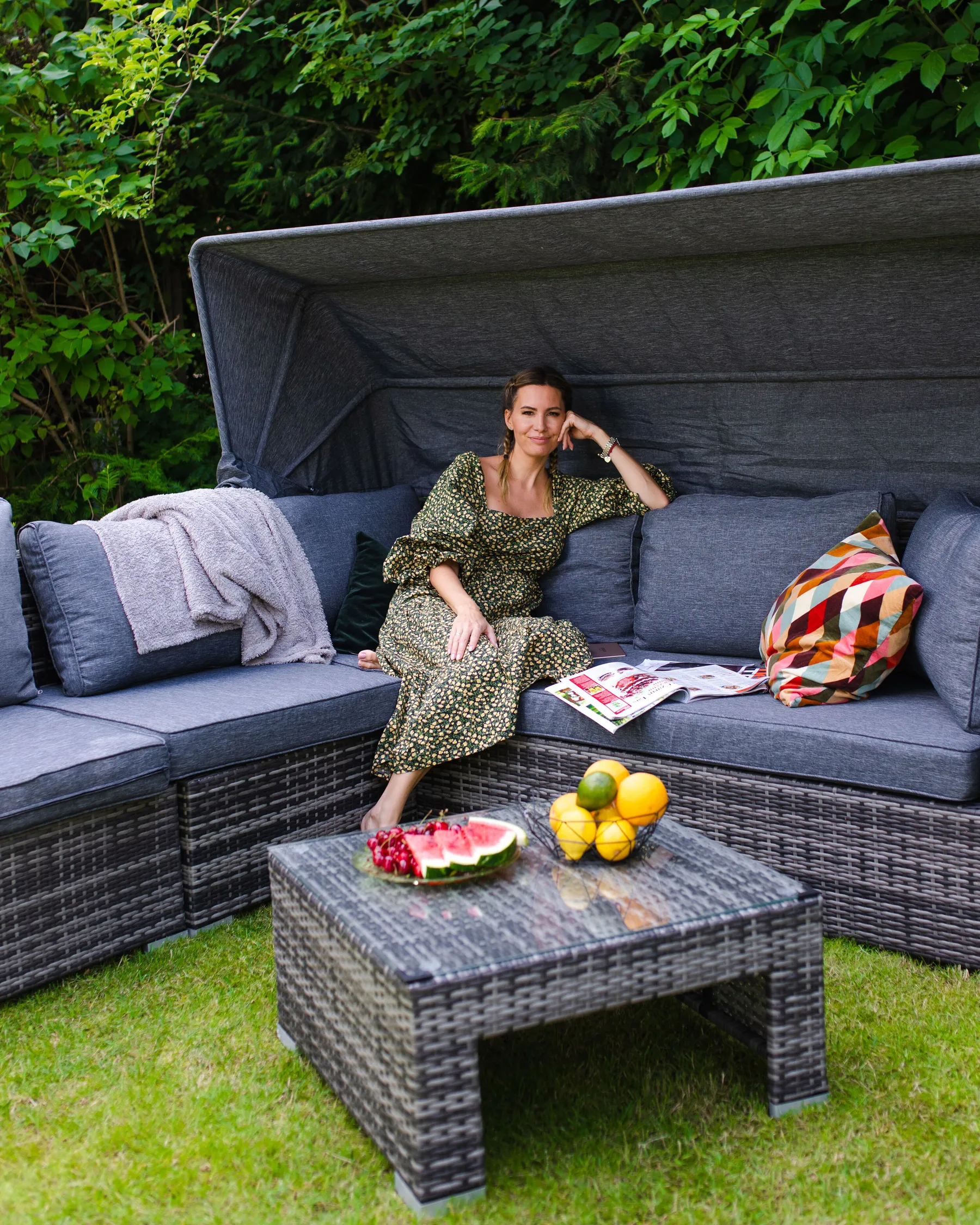 CORTE 6-zits Loungeset met Tafel | Donkerbruin PE Rotan