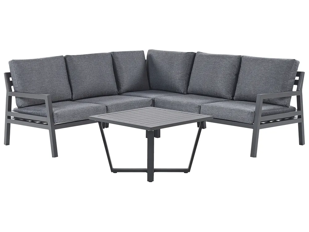 VIZZINI 5-zits Tuin Hoekloungeset met Tafel | Donkergrijs Aluminium - Afbeelding 4