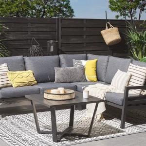 VIZZINI 5-zits Tuin Hoekloungeset met Tafel | Donkergrijs Aluminium