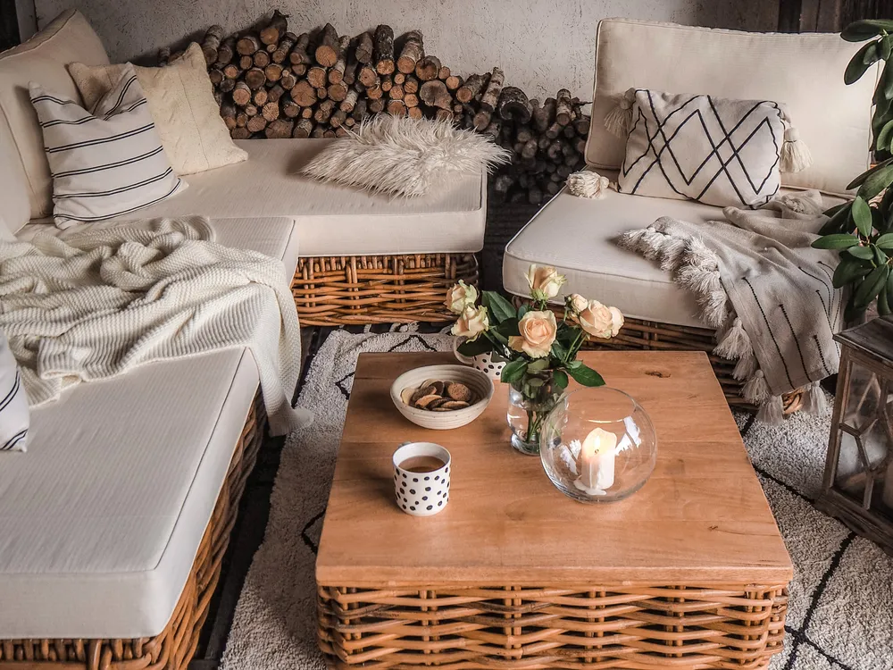 VARALLO 4-zits Loungeset met Tafel Linkszijdig | Natuurlijk Rotan Modulair - Afbeelding 2