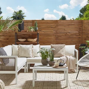 BORELLO 4-zits Tuin Hoekloungeset met Tafel Linkszijdig Beige Metaal