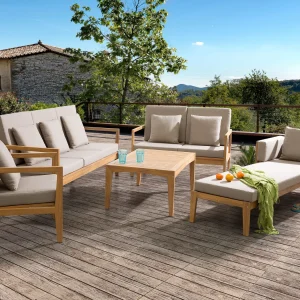 PATAJA 7-zits Loungeset met Tafel | Lichtbruin Gecertificeerd Acaciahout
