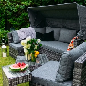 CORTE 6-zits Loungeset met Tafel | Donkerbruin PE Rotan