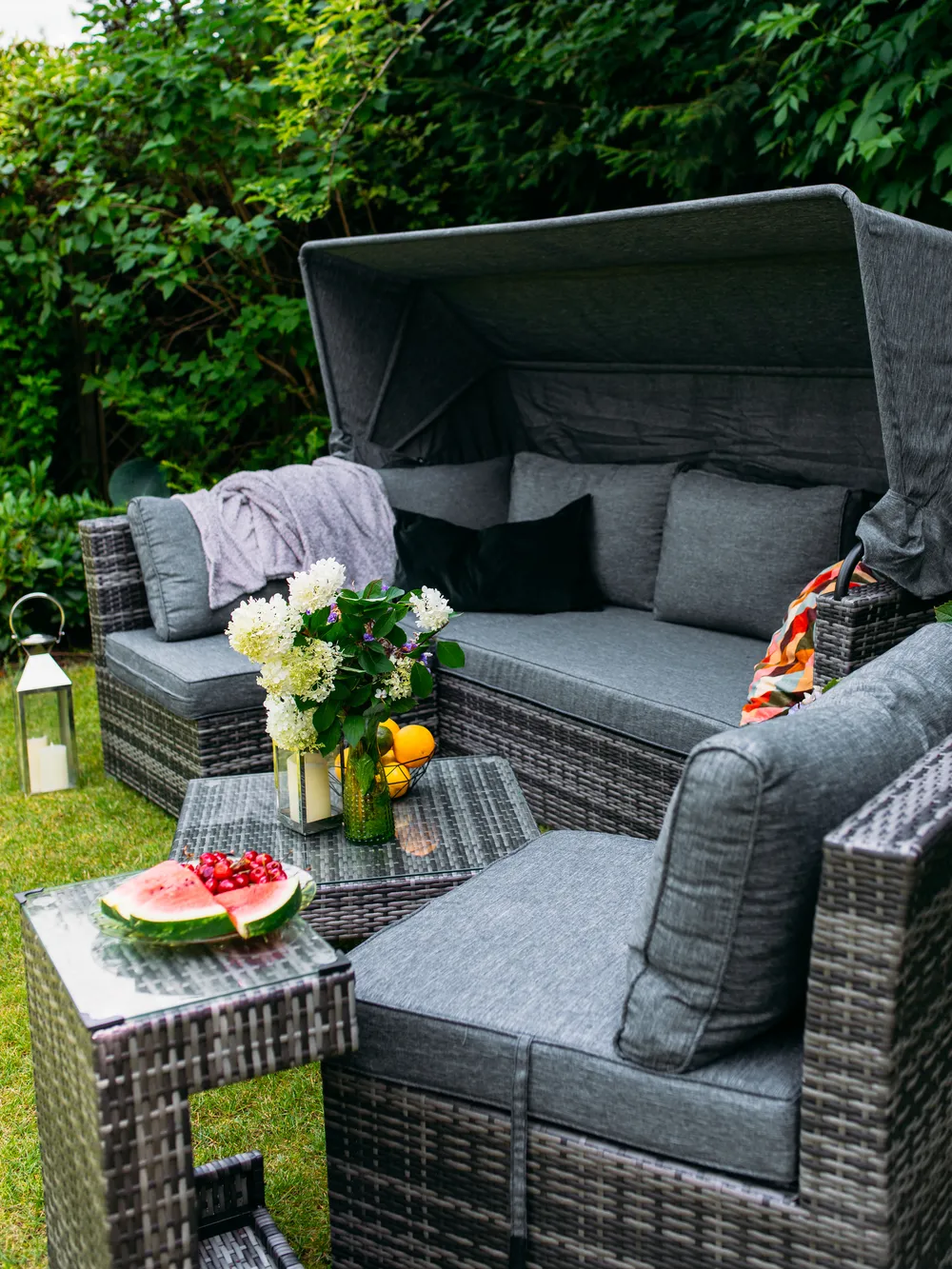 CORTE 6-zits Loungeset met Tafel | Donkerbruin PE Rotan