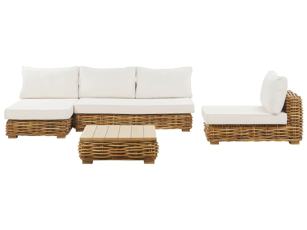 VARALLO 4-zits Loungeset met Tafel Rechtszijdig | Natuurlijk Rotan Modulair - Afbeelding 2