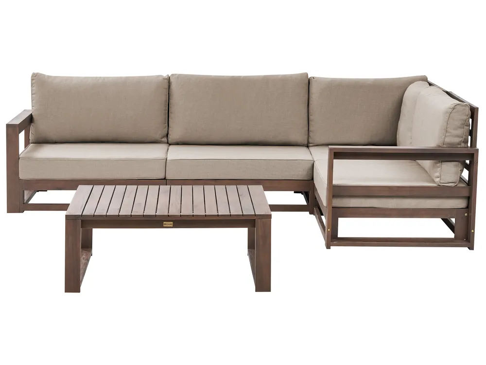 TIMOR 4-zits Tuin Hoekloungeset met Tafel Linkszijdig | Donkerbruin Acaciahout - Afbeelding 4