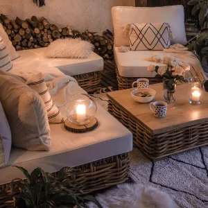 VARALLO 4-zits Loungeset met Tafel Rechtszijdig | Natuurlijk Rotan Modulair