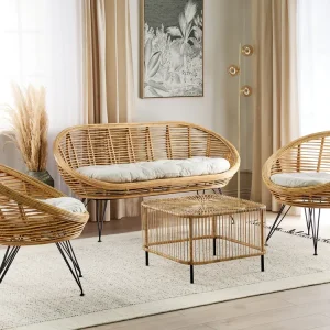 MARATEA/CESENATICO 4-zits Loungeset met Tafel Natuurlijk Rotan